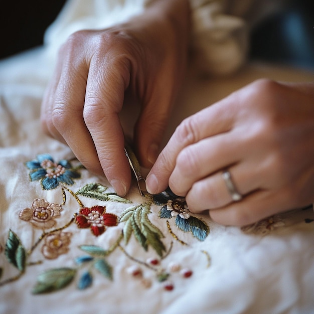 Artystka haftująca ręcznie